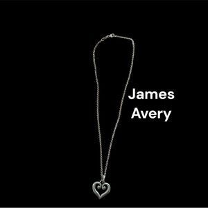 JAMES AVERY SCROLL HEART PENDANT WITH 16” CHAIN GENTLY WORN, GREAT GIFT